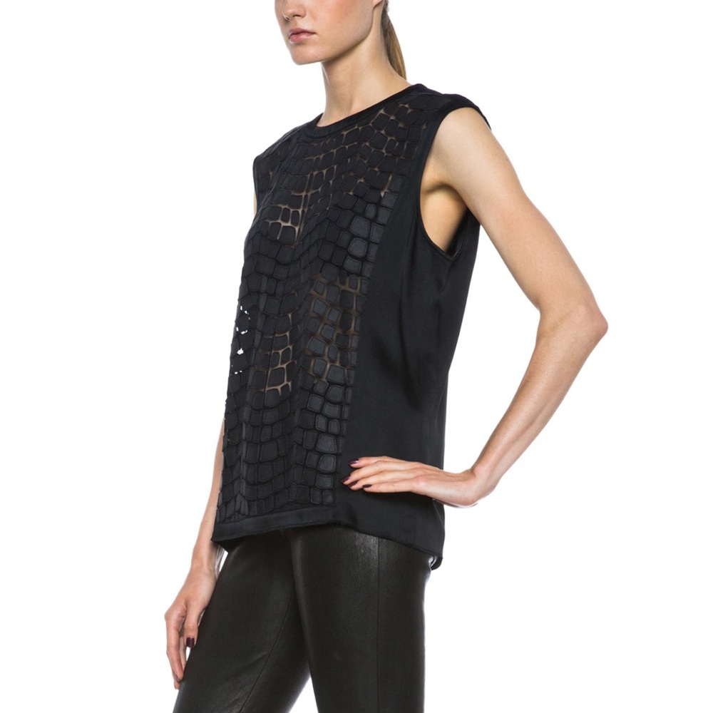 Helmut Lang Black Crochet Overlay Sleeveless Top - Picture 3 of 14